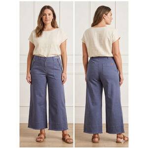 Cropped Chic Coastal Grandma Wide Leg Cotton Pants Raw Hem Minimalist XL 16